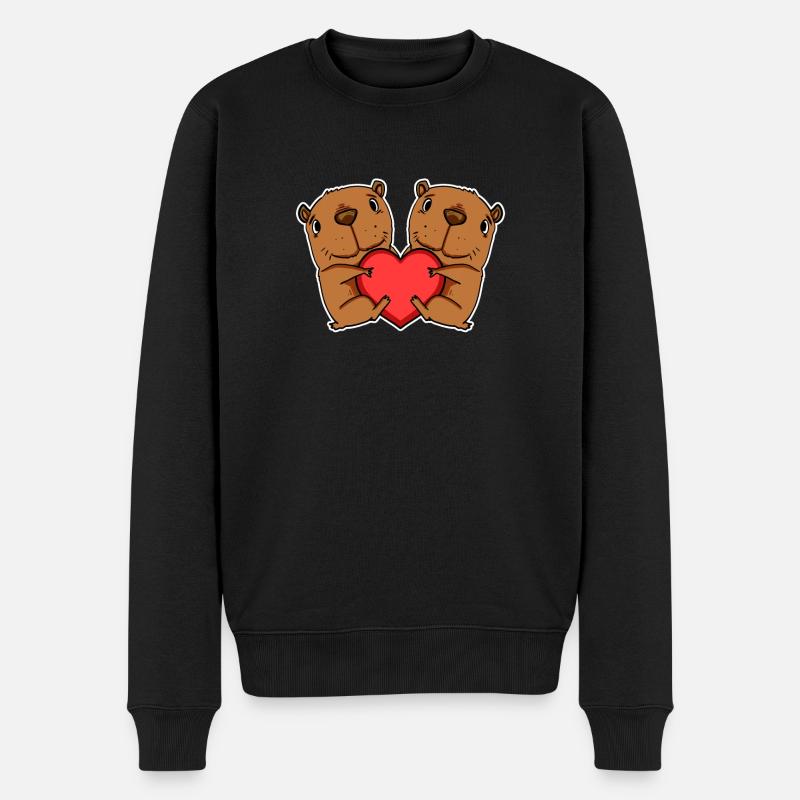 Capybara Capybara Coeur Amour - Pull Premium bio Homme - noir