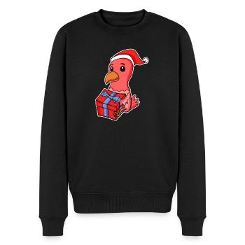Poulet avec bonnet de Père Noël et cadeau de Noël - Pull Premium bio Homme - noir - Devant - Nico (187cm)
