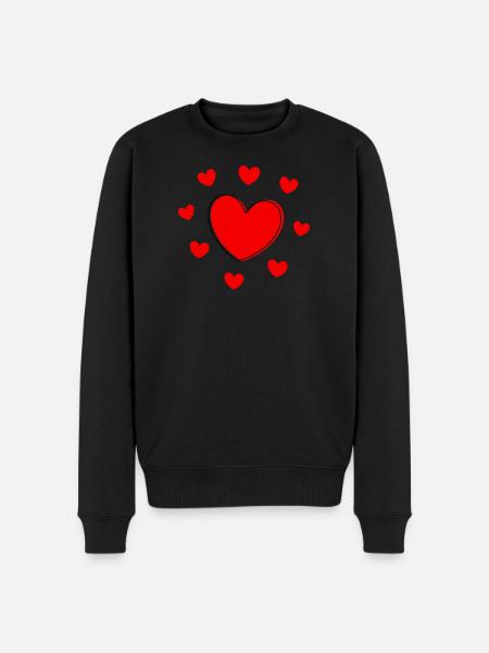 Saint-Valentin cœur rouge, st.valentin - Pull Premium bio Homme - noir