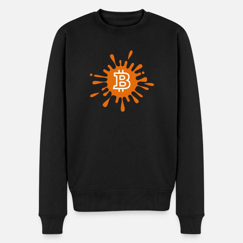 Bitcoin Crypto Cryptocurrency Splash - Männer Premium Bio Pullover - Schwarz