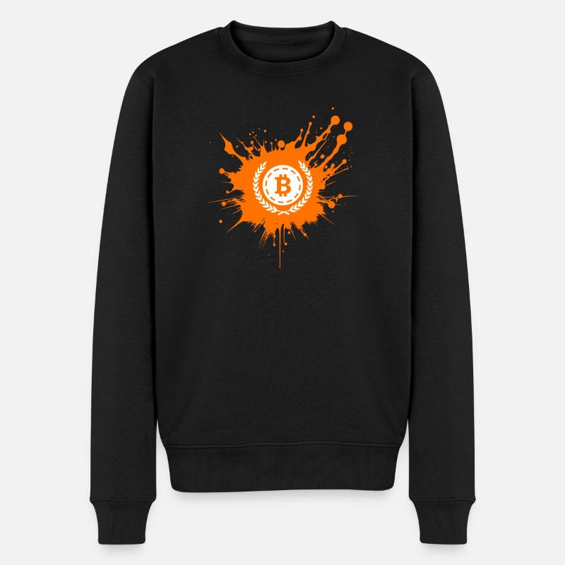 Bitcoin Crypto Cryptocurrency Splash - Männer Premium Bio Pullover - Schwarz