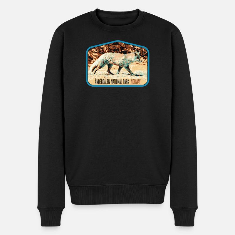 Anderdalen Snow Fox Patch: Nordische Fauna - Männer Premium Bio Pullover - Schwarz