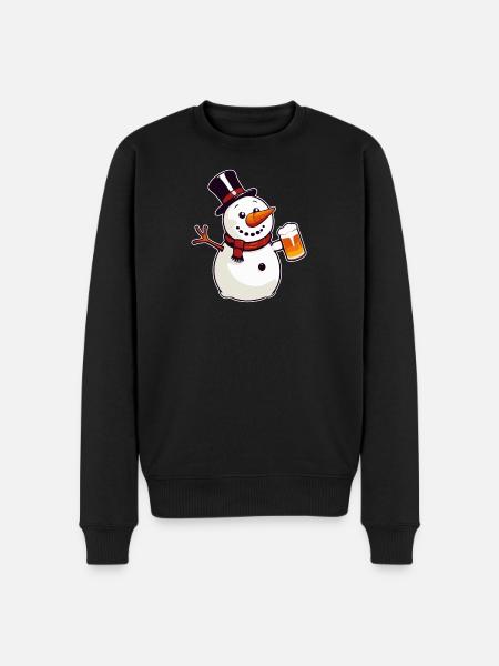 Snowman with beer - Men's Premium Organic Jumper - black