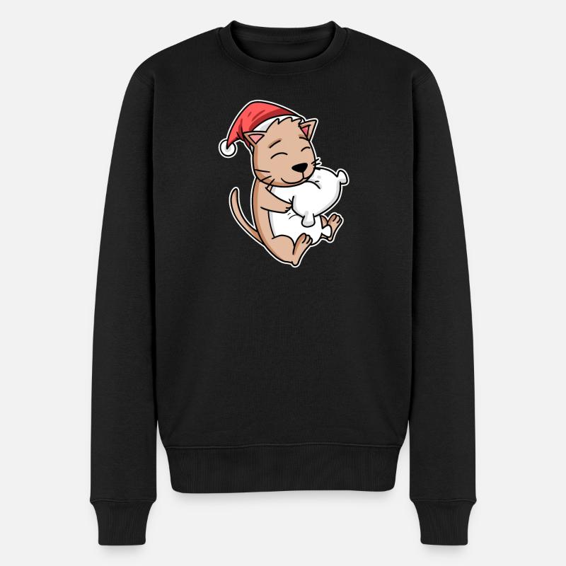 Katze - Männer Premium Bio Pullover - Schwarz