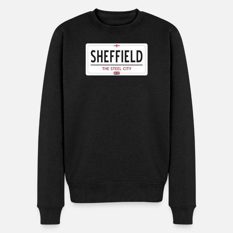 Ortsschild Sheffield - Männer Premium Bio Pullover - Schwarz