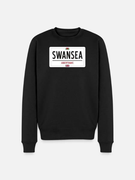 Swansea town sign - Men's Premium Organic Jumper - black