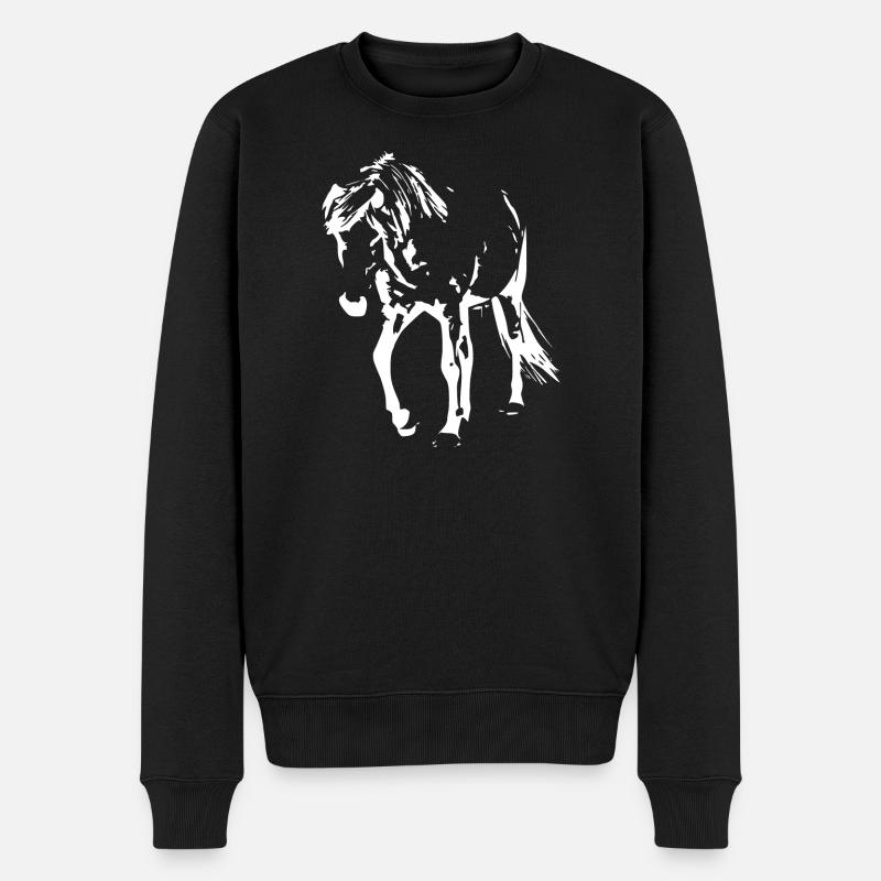 weißes Pferd weiß Pferde T-shirt Geschenk Reiter  - Männer Premium Bio Pullover - Schwarz