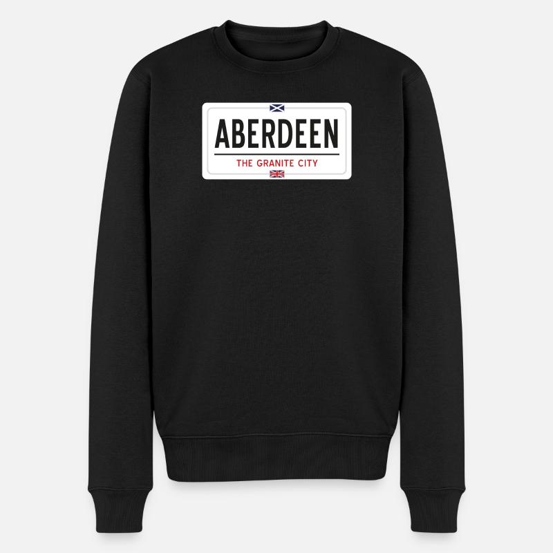 Ortsschild von Aberdeen - Männer Premium Bio Pullover - Schwarz