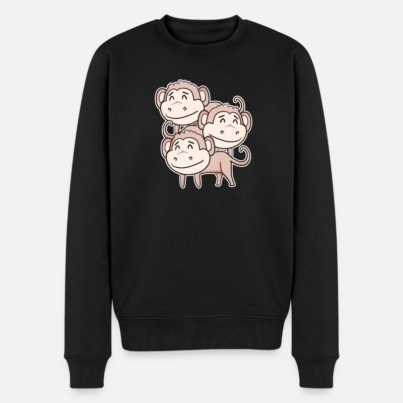 Cute Monkey - Monkey Motif - Men's Premium Organic Jumper - black