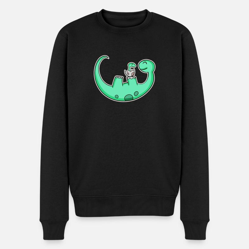Dinosaure avec bébé dinosaure - Dino - Pull Premium bio Homme - noir