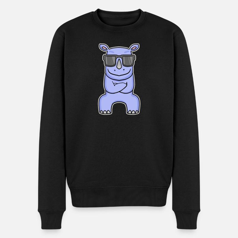 Hippopotame avec des lunettes - Pull Premium bio Homme - noir