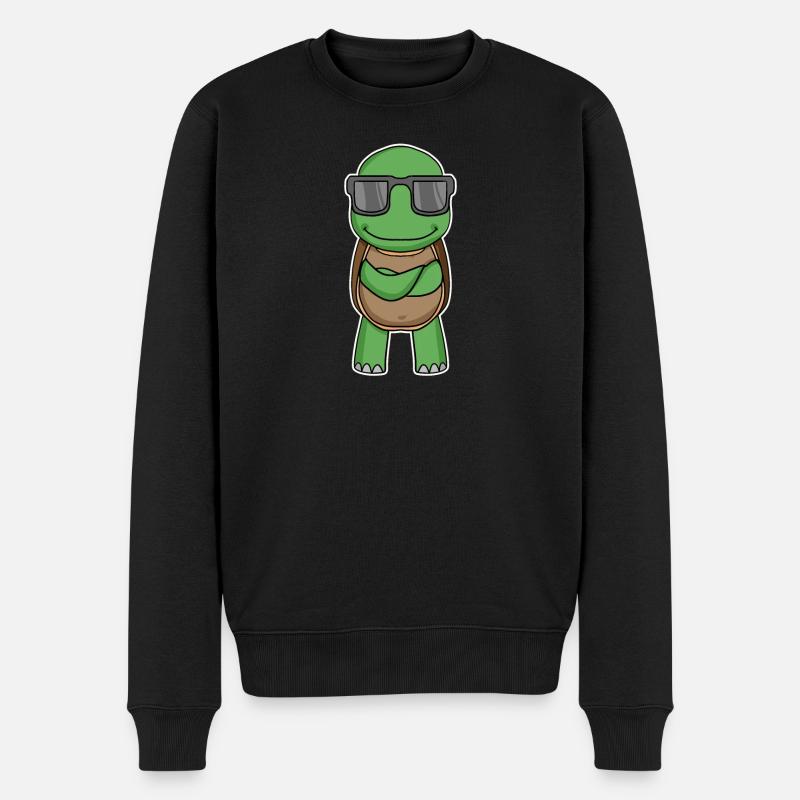 Schildkröte mit Brille - Männer Premium Bio Pullover - Schwarz