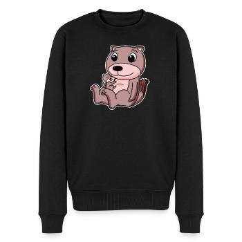 Famille de belettes - belette avec bébé - Pull Premium bio Homme - noir - Devant - Nico (187cm)