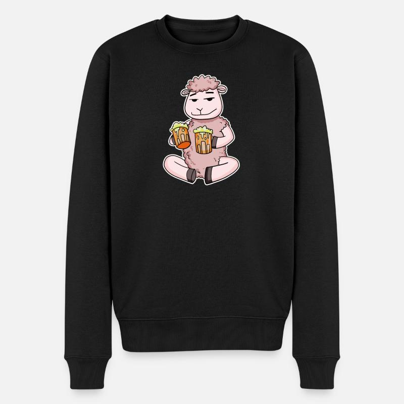 Schaf mit Bier - Männer Premium Bio Pullover - Schwarz