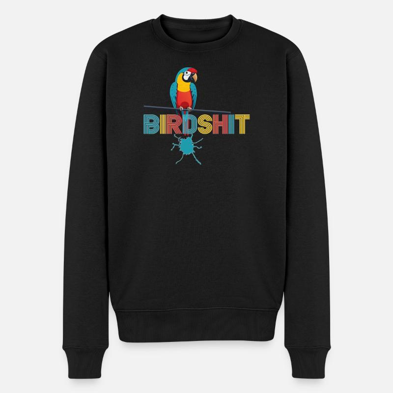 Papagei Regenbogen BLUE SHIT - HAPPY BIRD - Männer Premium Bio Pullover - Schwarz