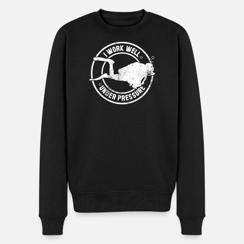 Unter Druck Taucher - Männer Premium Bio Pullover - Schwarz