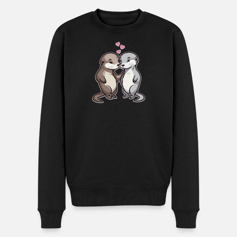 Dans l’amour Otter Hearts Love - Pull Premium bio Homme - noir