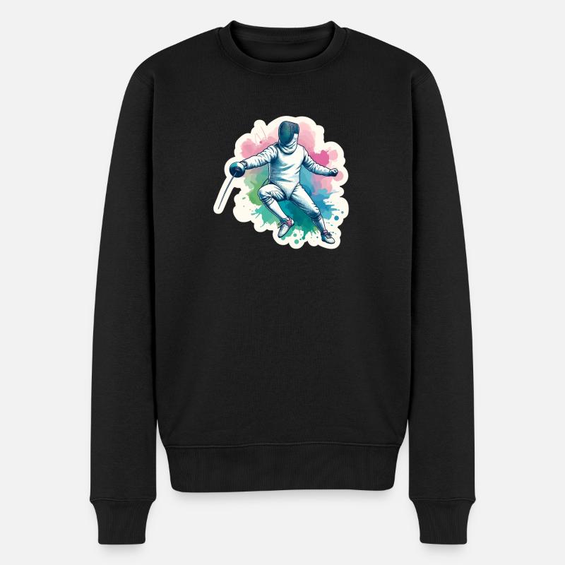 Farbige Fechtkunst - Männer Premium Bio Pullover - Schwarz