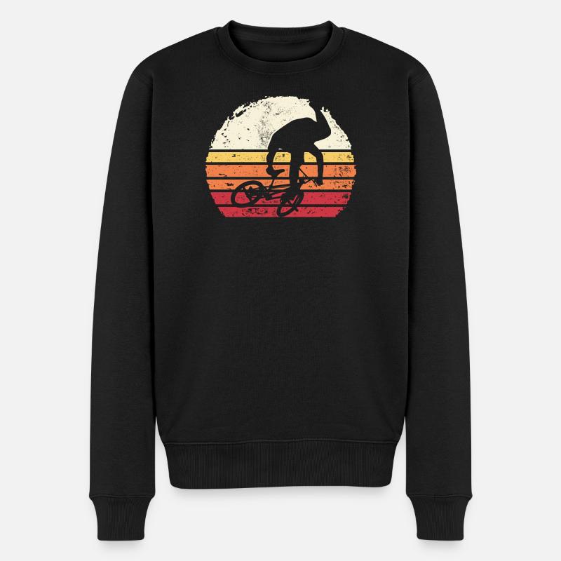 Retro Sonnenuntergang Radfahrer Silhouette - Männer Premium Bio Pullover - Schwarz