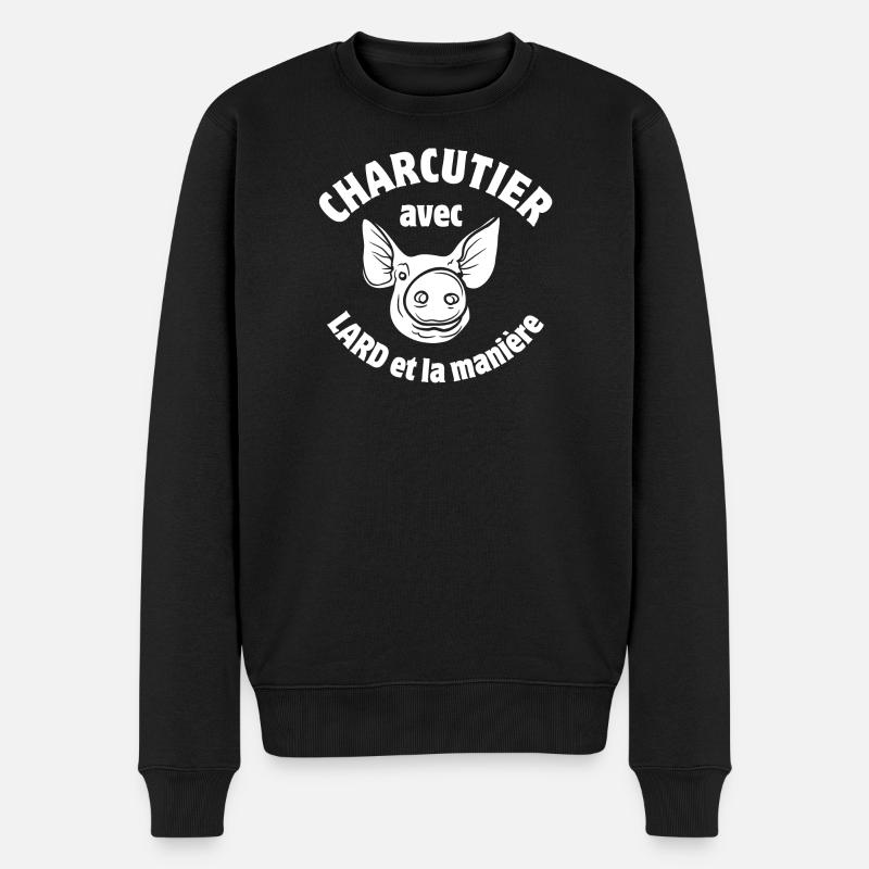 cochon, charcutier, jambon - Pull Premium bio Homme - noir