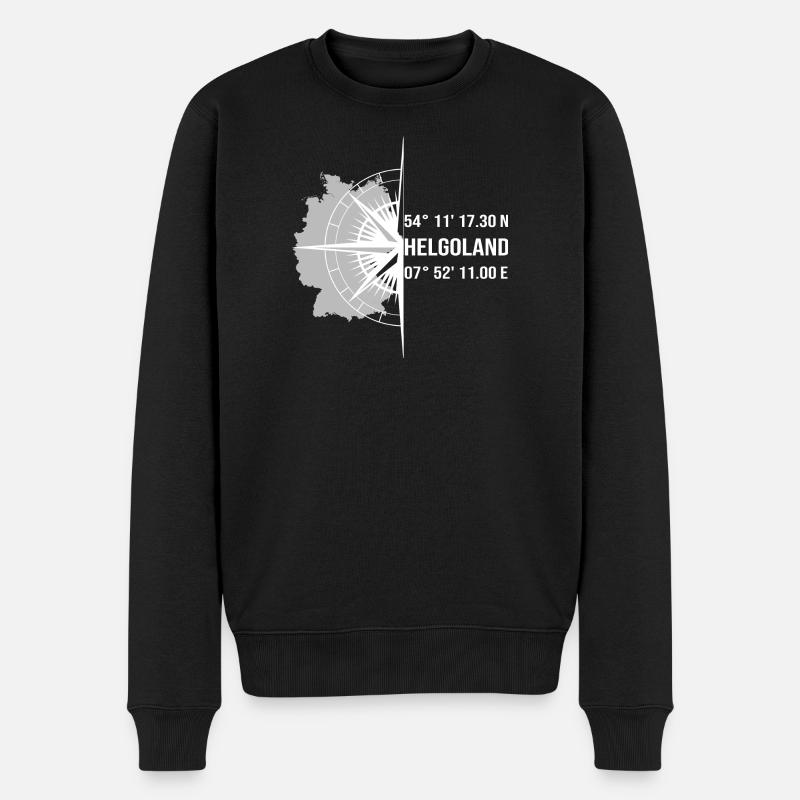 Koordinaten Helgoland - Männer Premium Bio Pullover - Schwarz