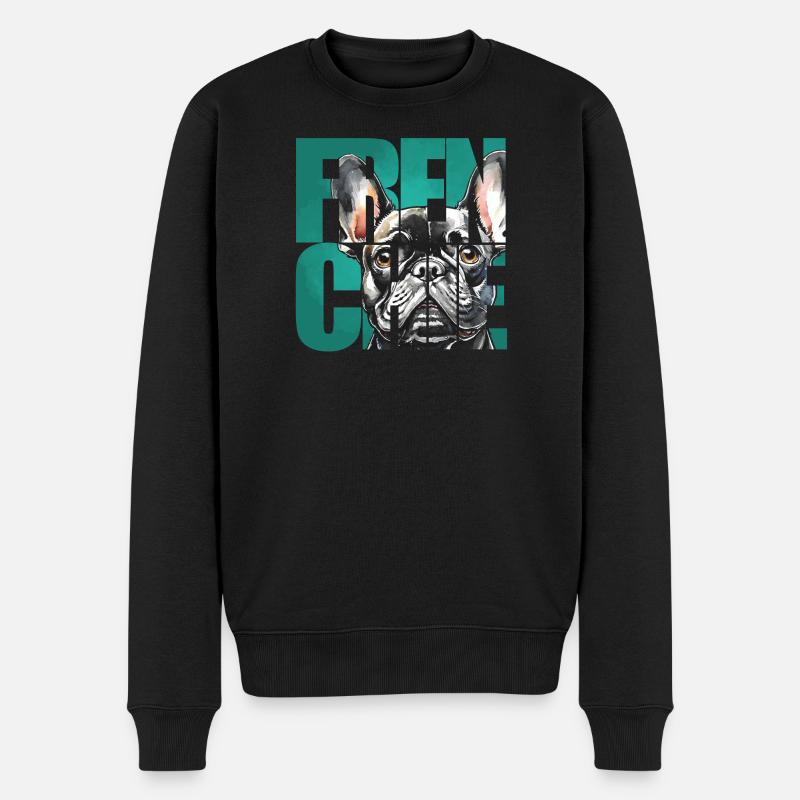 Portrait de bouledogue français - Pull Premium bio Homme - noir