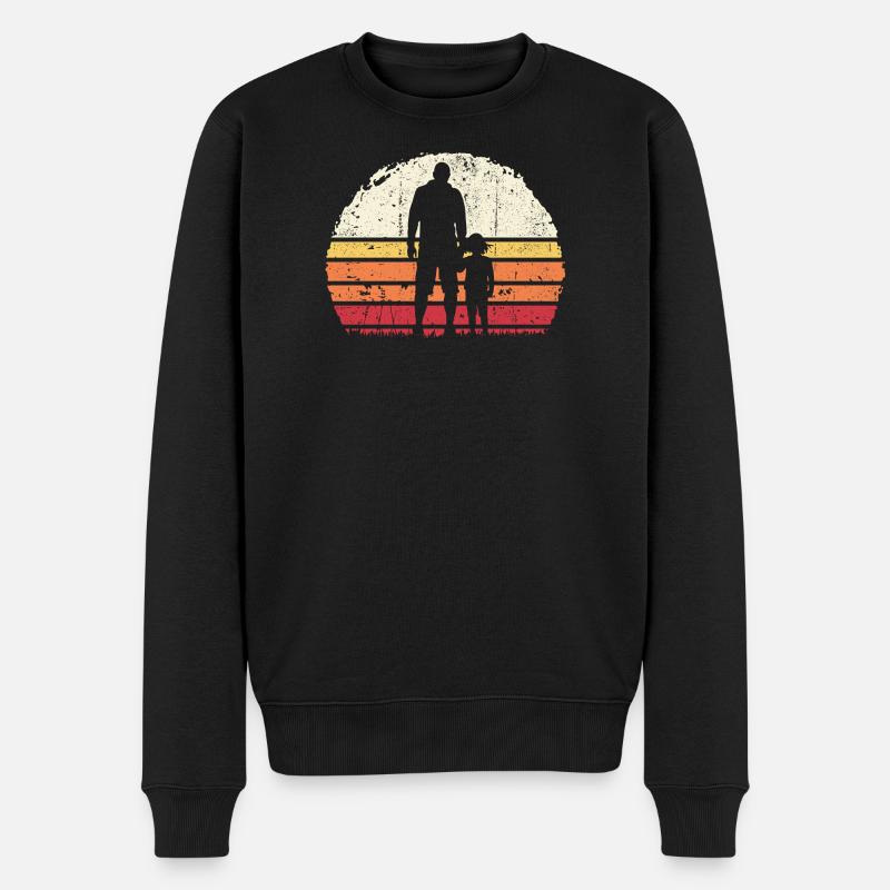 Sunset Bond: Vater und Kind - Männer Premium Bio Pullover - Schwarz