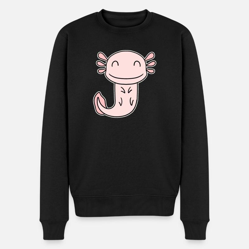 Axolotl Motiv Kinder Niedlich - Männer Premium Bio Pullover - Schwarz