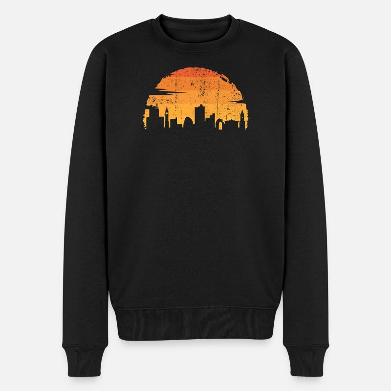 Sunset City Silhouette - Männer Premium Bio Pullover - Schwarz