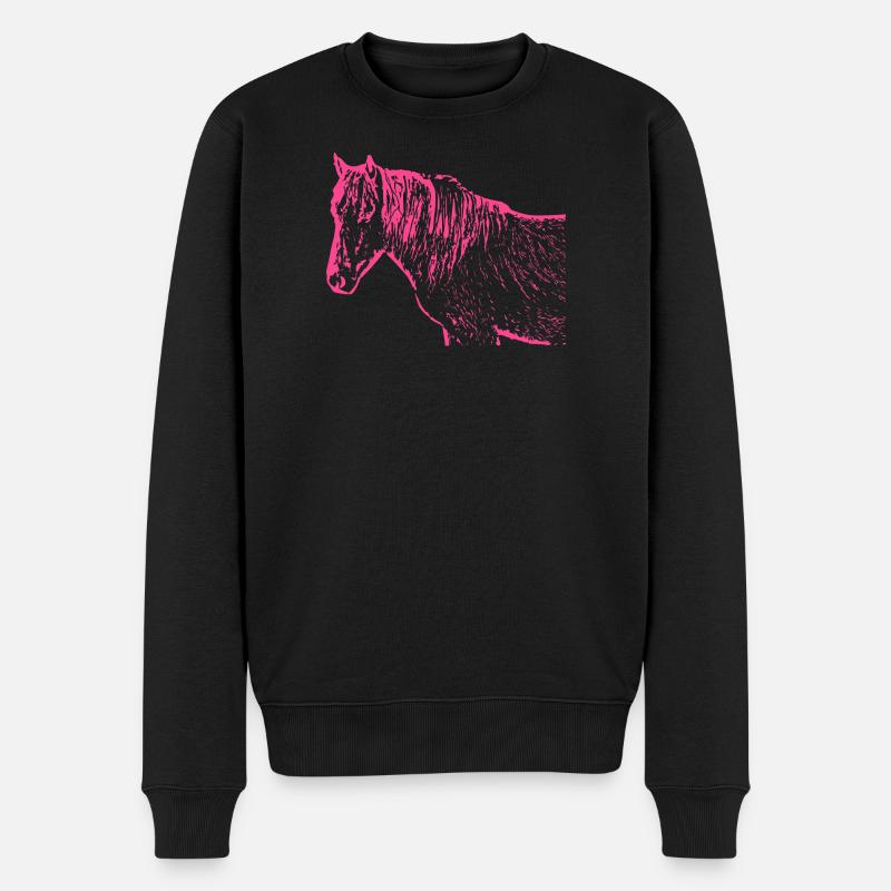 Cheval rose rose - Pull Premium bio Homme - noir