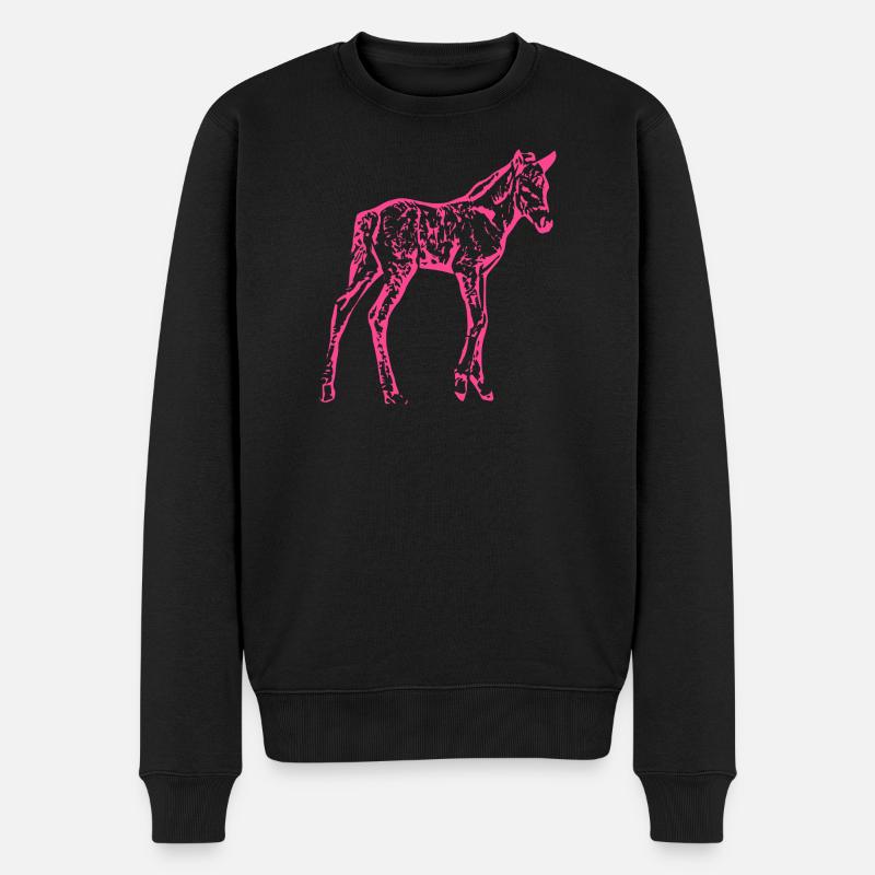 Cheval rose rose - Pull Premium bio Homme - noir