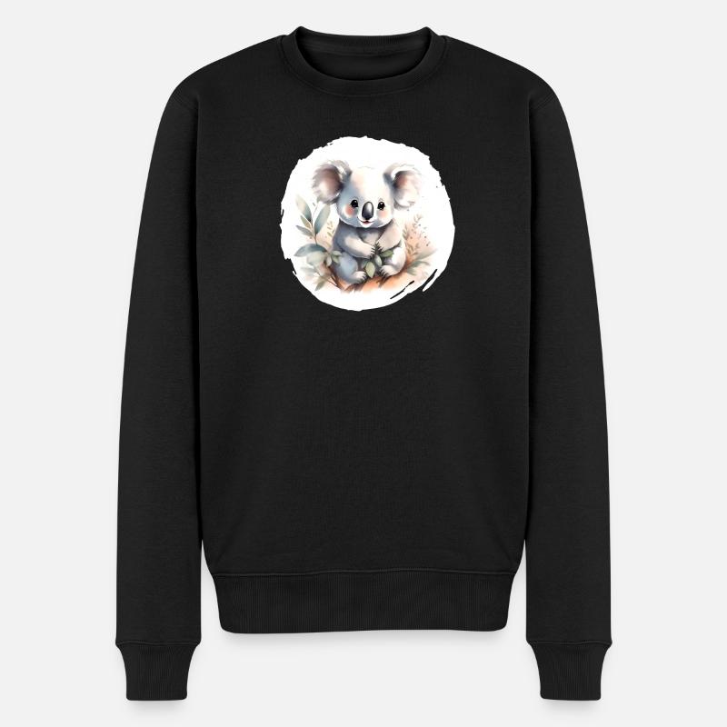 Koala Aquarell - Männer Premium Bio Pullover - Schwarz