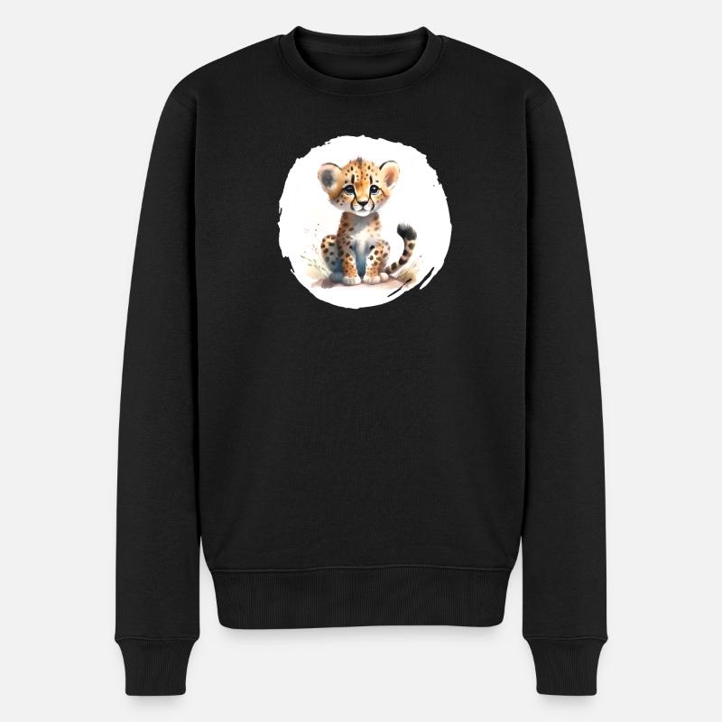 Aquarell Gepard - Männer Premium Bio Pullover - Schwarz