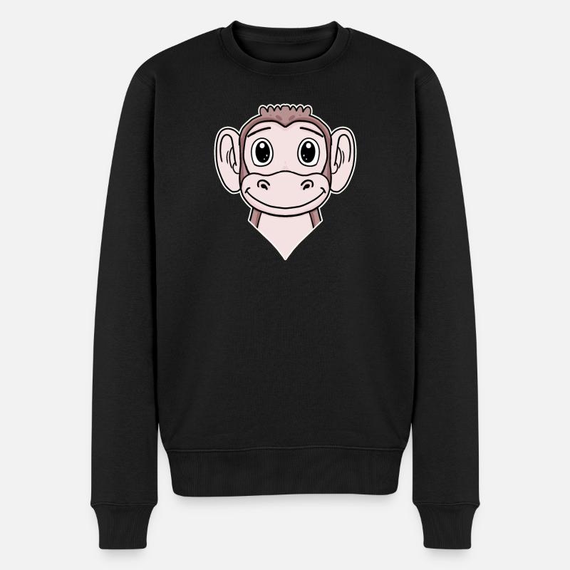 Tierkopf Tier Kopf Affe - Männer Premium Bio Pullover - Schwarz