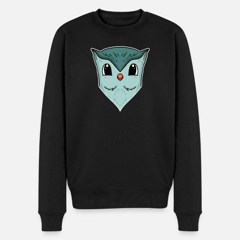 Hibou, Tête D’Animal, Tête D’Animal - Pull Premium bio Homme - noir