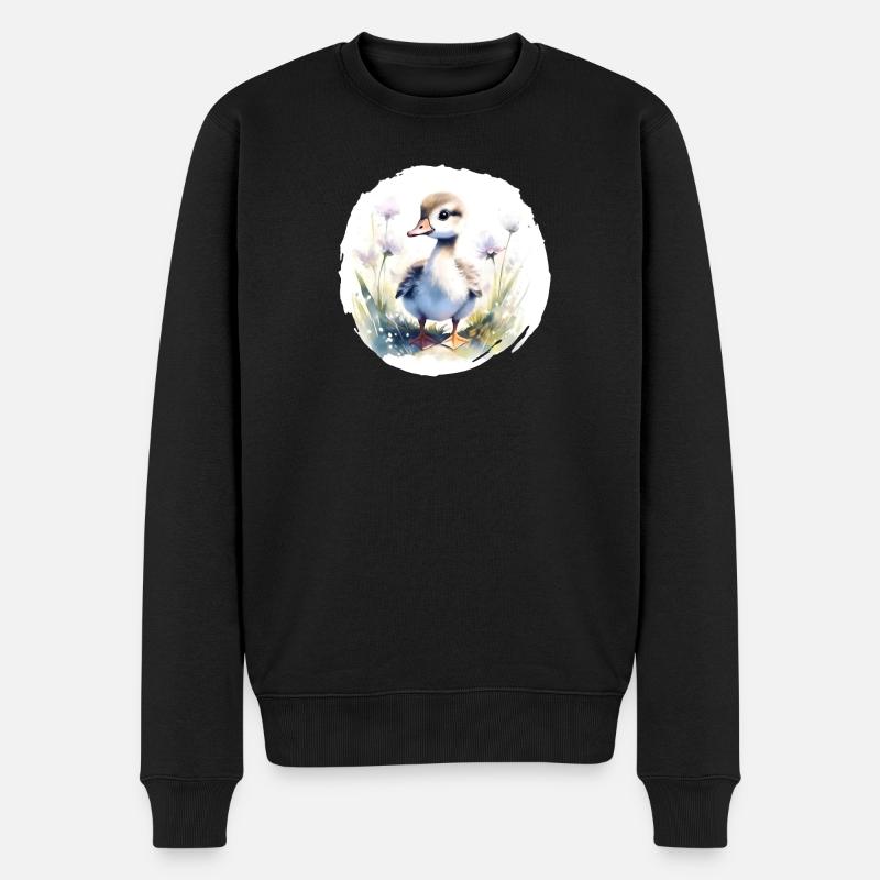 Oies poussin aquarelle - Pull Premium bio Homme - noir