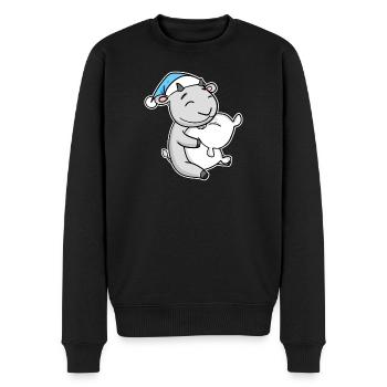 Chèvre avec oreiller et bonnet somnolent - Pull Premium bio Homme - noir - Devant - Nico (187cm)