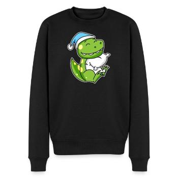 Dinosaure avec oreiller et bonnet somnolent - Dino - Pull Premium bio Homme - noir - Devant - Nico (187cm)