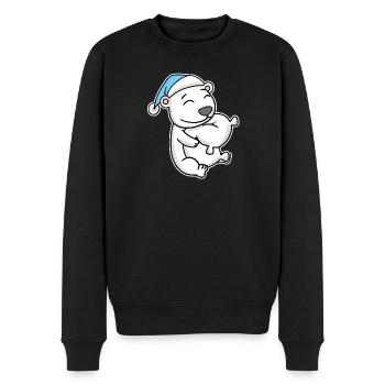 Ours polaire avec oreiller et bonnet somnolent - Pull Premium bio Homme - noir - Devant - Nico (187cm)