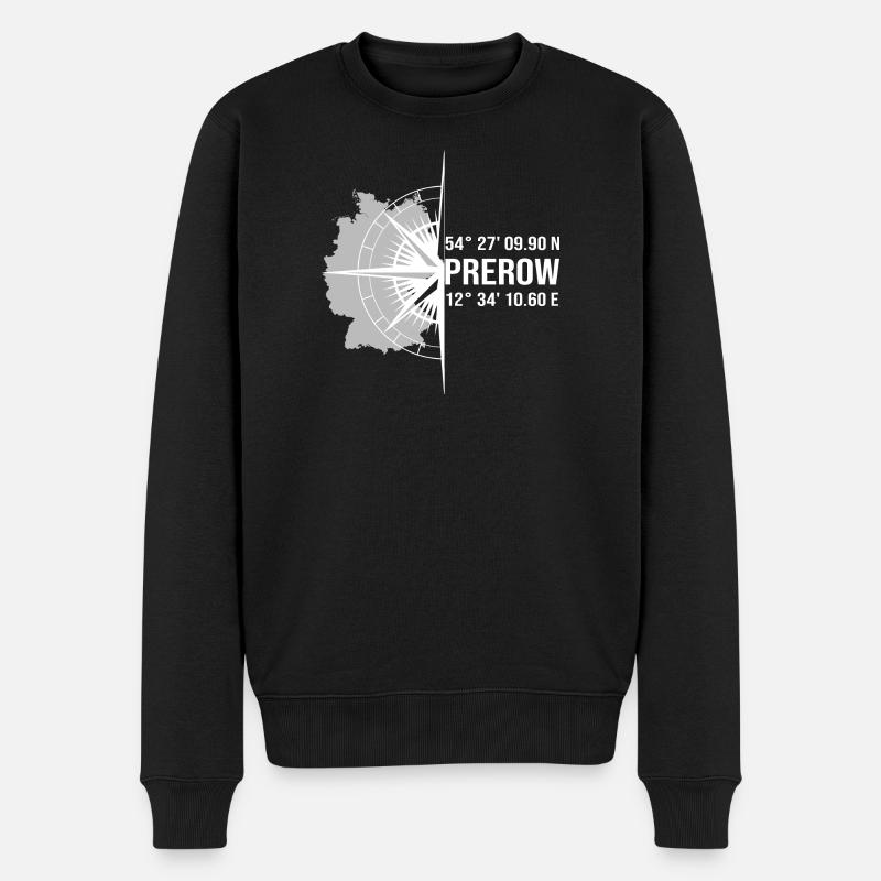 Koordinaten Prerow - Männer Premium Bio Pullover - Schwarz