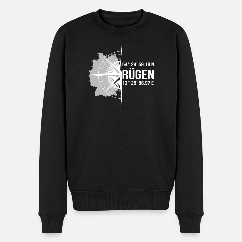Koordinaten Rügen - Männer Premium Bio Pullover - Schwarz