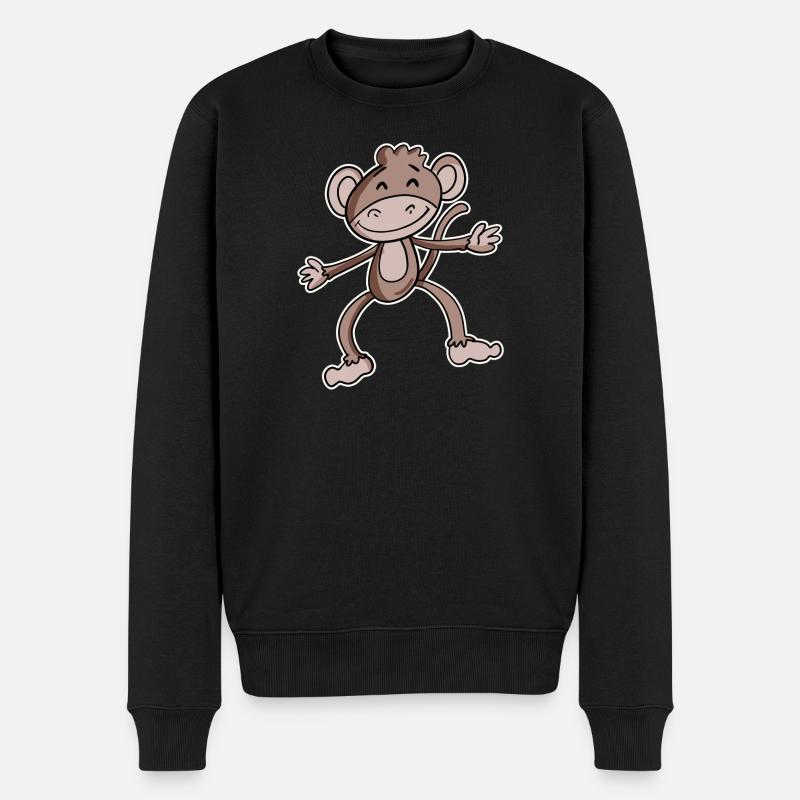 Affe - Männer Premium Bio Pullover - Schwarz