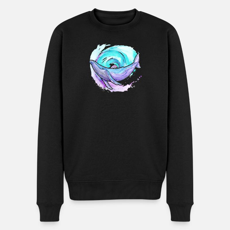 Buckelwal Aquarell - Männer Premium Bio Pullover - Schwarz