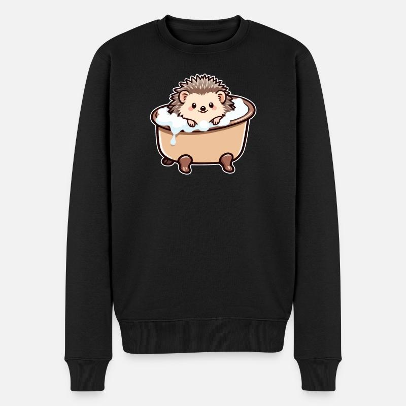 Hérisson mignon dans la baignoire - Pull Premium bio Homme - noir