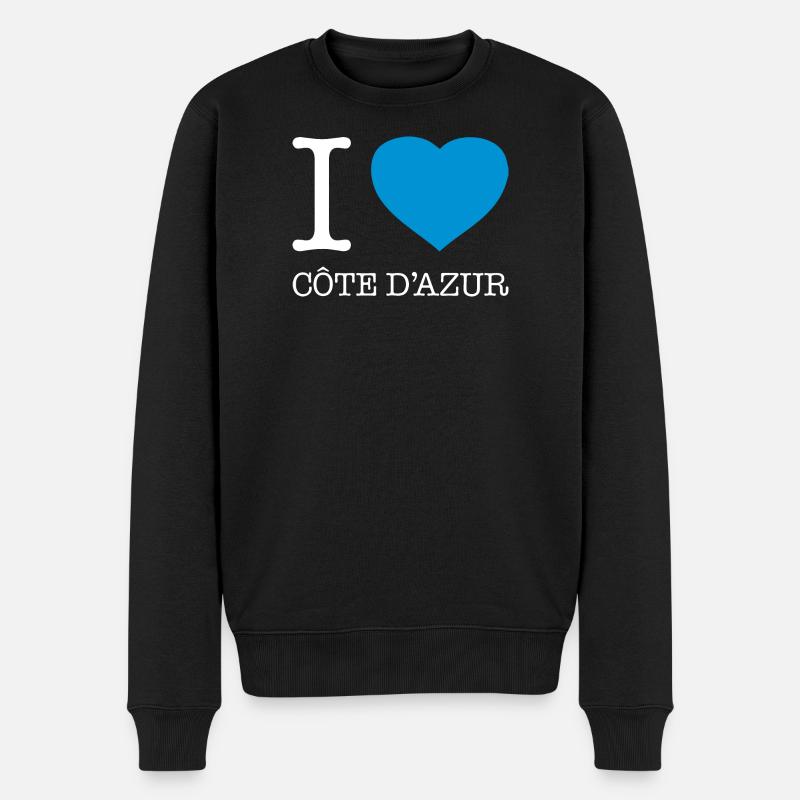 I LOVE COTE DAZUR - Männer Premium Bio Pullover - Schwarz