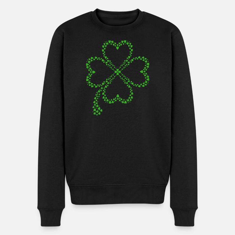 Trèfle vert fait de cœurs - Pull Premium bio Homme - noir