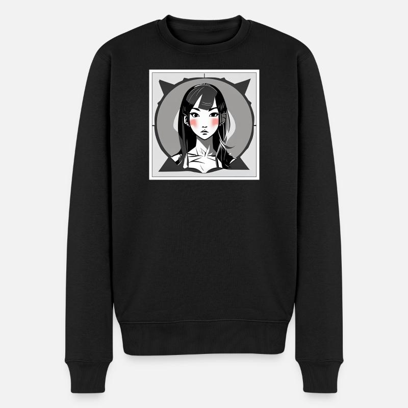 Errötendes Manga-Mädchen - Männer Premium Bio Pullover - Schwarz