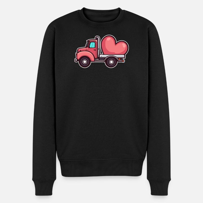 Camion avec coeur Saint-Valentin - Pull Premium bio Homme - noir