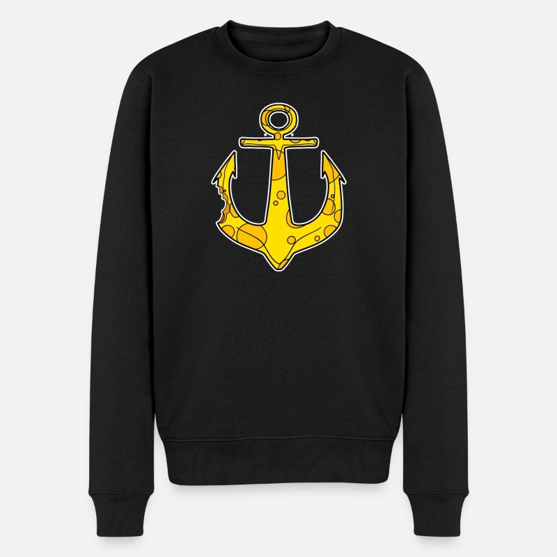 Anker Kapitän Käse Motiv - Männer Premium Bio Pullover - Schwarz