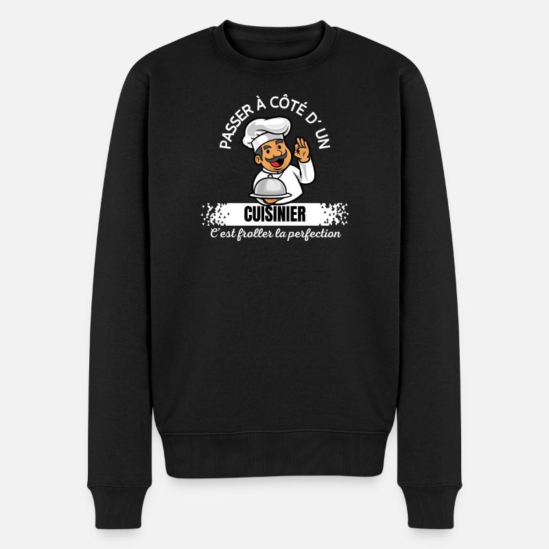 Cartoon Chef: Vorbeigehen an einem Koch vorbei - Männer Premium Bio Pullover - Schwarz